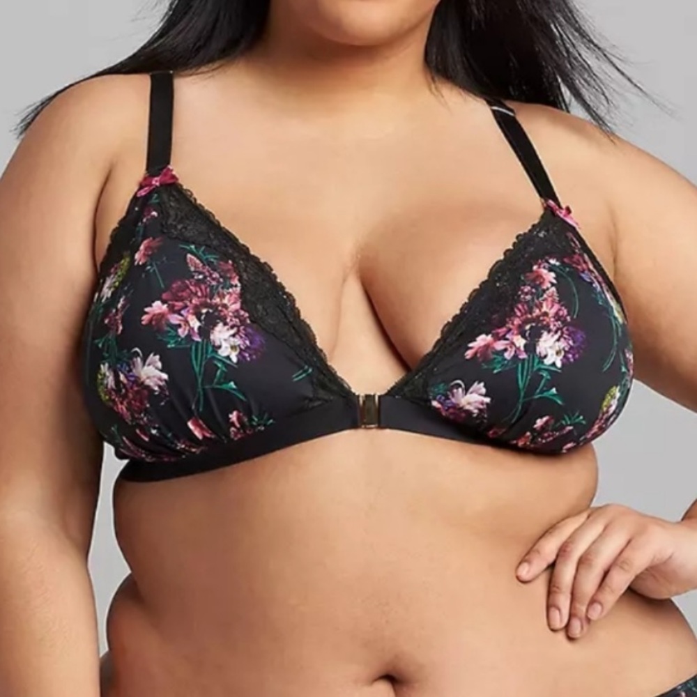Cacique Lane Bryant Floral Triangle Bralette 46DD